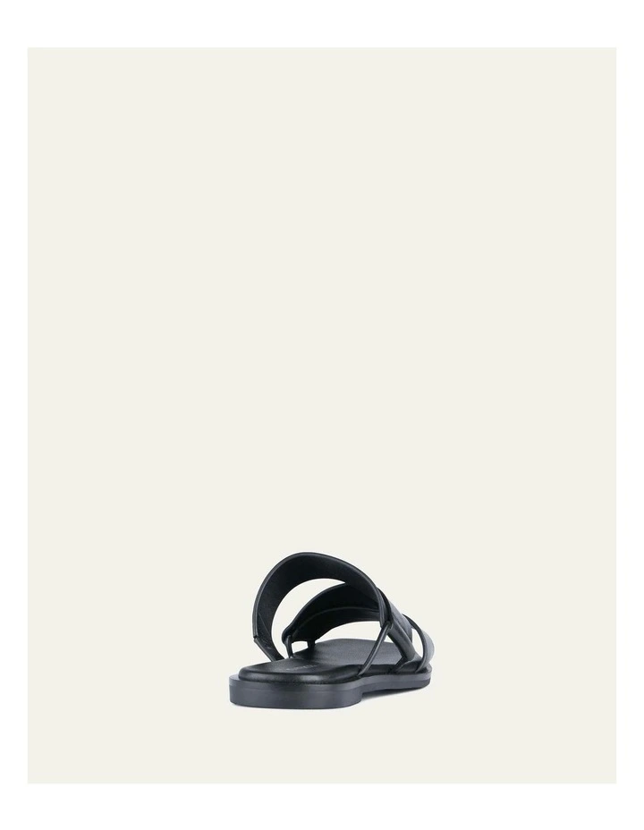 Shelby Flat Leather Slides in Black image 5