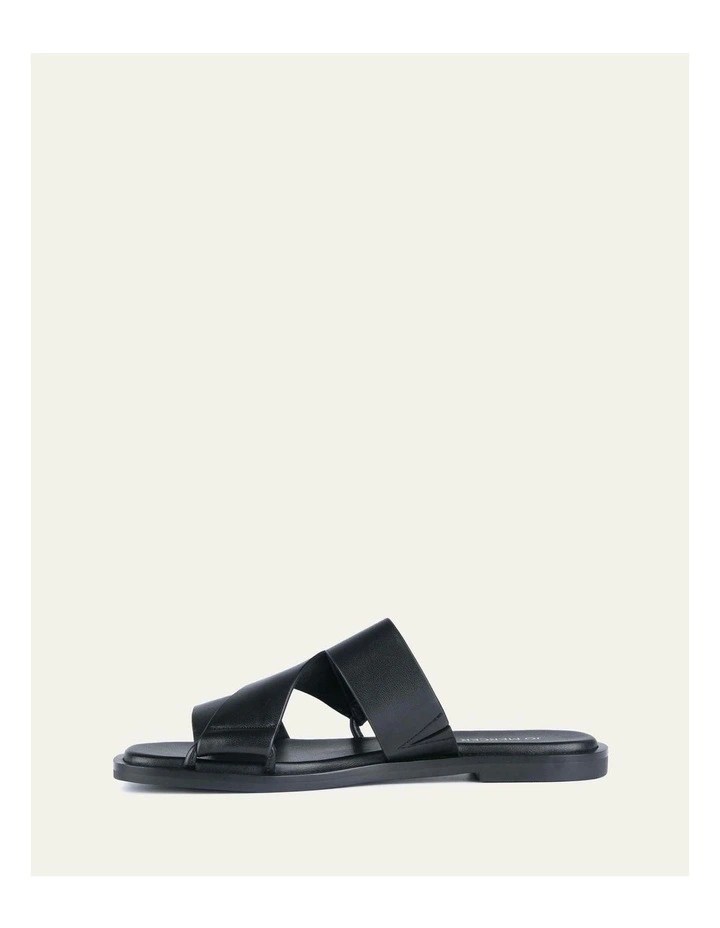 Shelby Flat Leather Slides in Black image 6