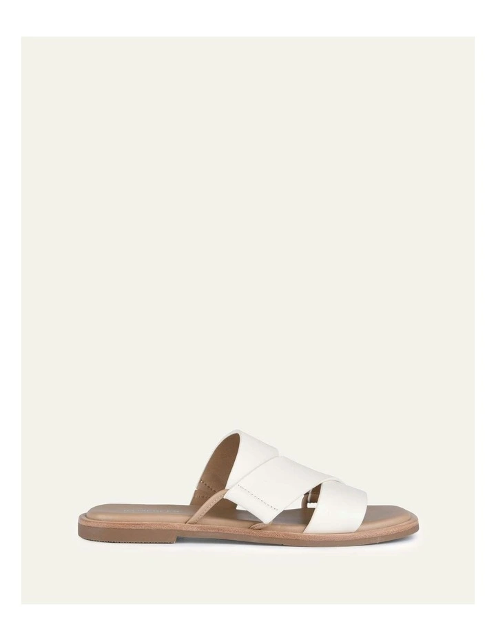 Shelby Flat Leather Slides in Off White image 1