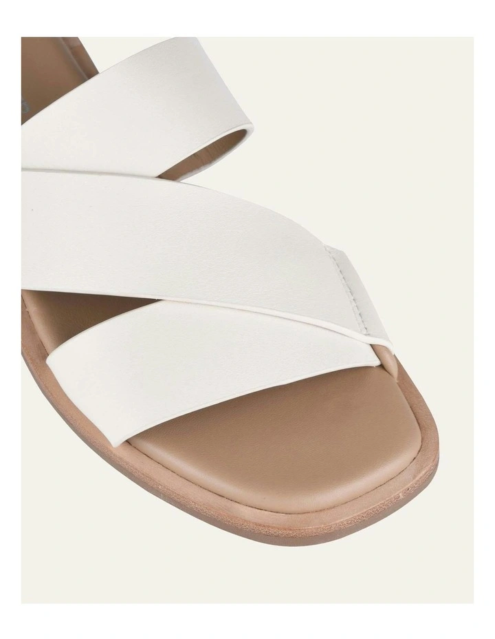 Shelby Flat Leather Slides in Off White image 4