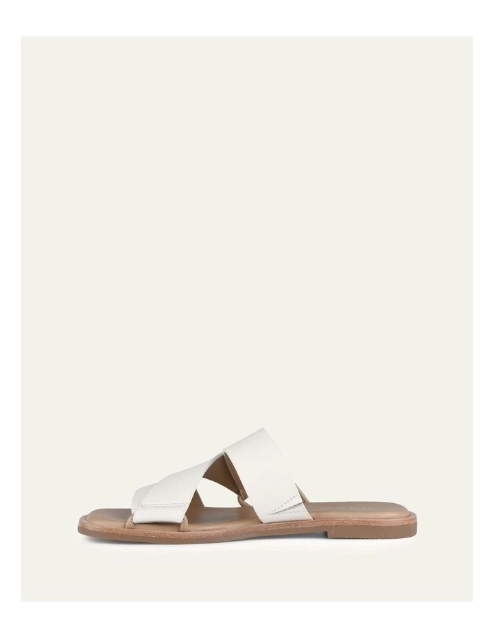 Shelby Flat Leather Slides in Off White image 6