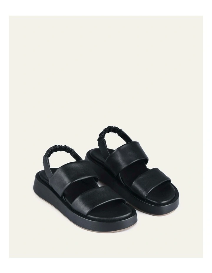 Dana Flat Leather Sandals in Black image 3