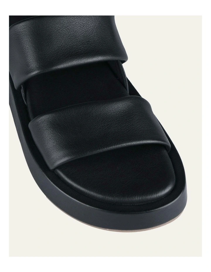 Dana Flat Leather Sandals in Black image 4