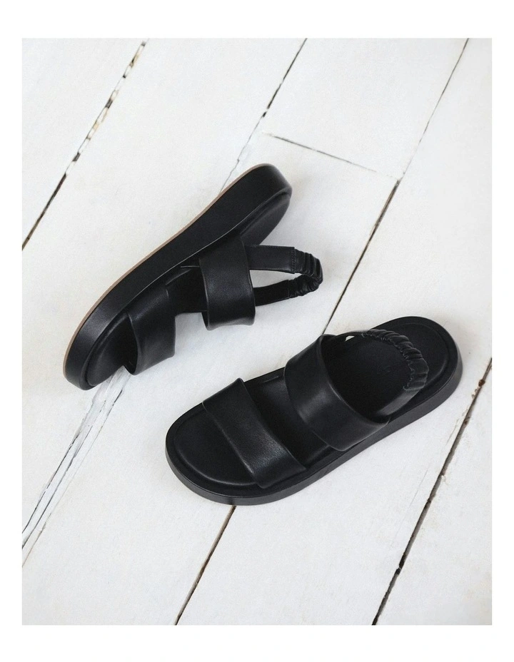 Dana Flat Leather Sandals in Black image 7