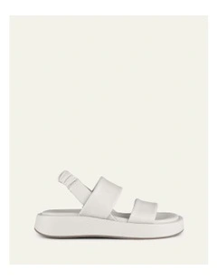 Dana Flat Leather Sandals in Bone