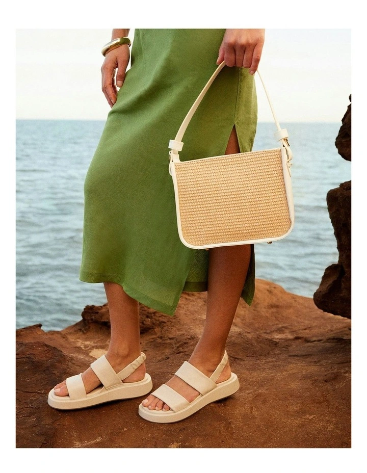 Dana Flat Leather Sandals in Bone image 2