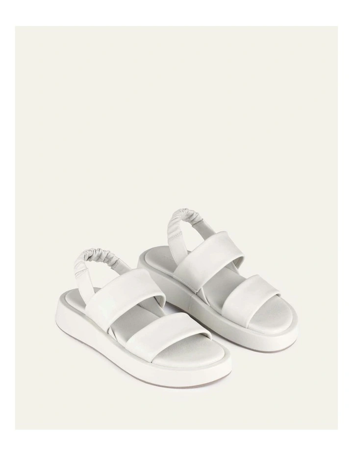 Dana Flat Leather Sandals in Bone image 3