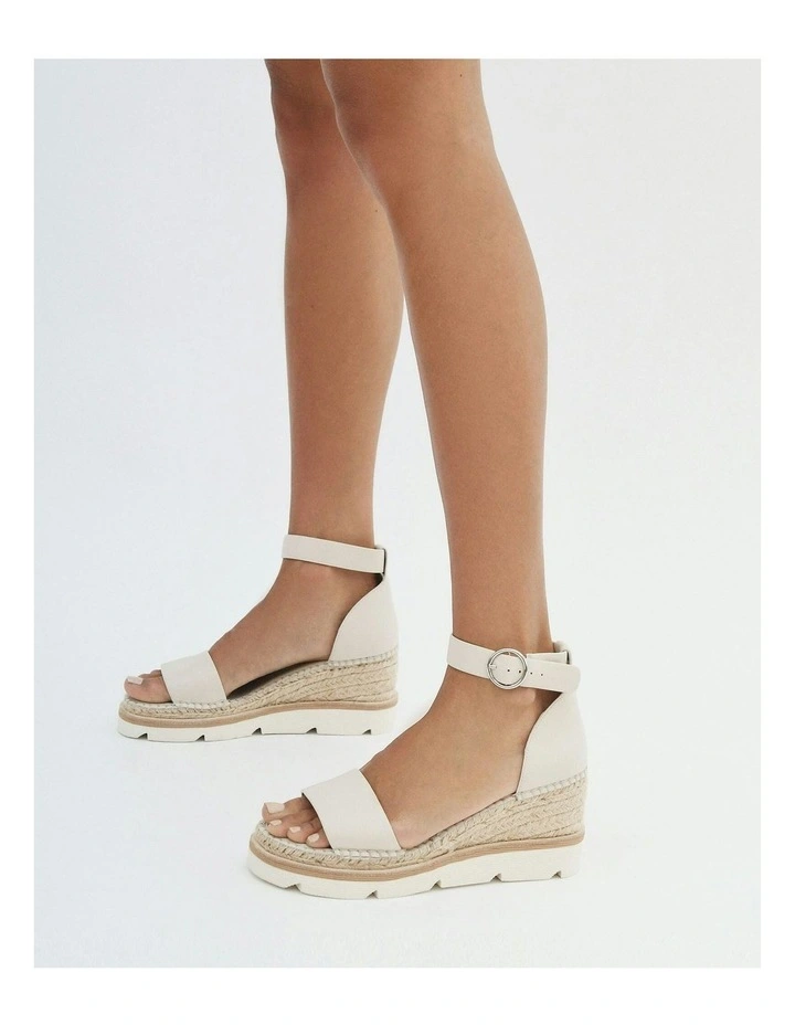 Kelly Mid Heel Leather Wedges in Bone image 2