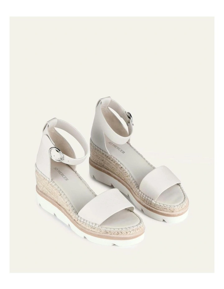 Kelly Mid Heel Leather Wedges in Bone image 3
