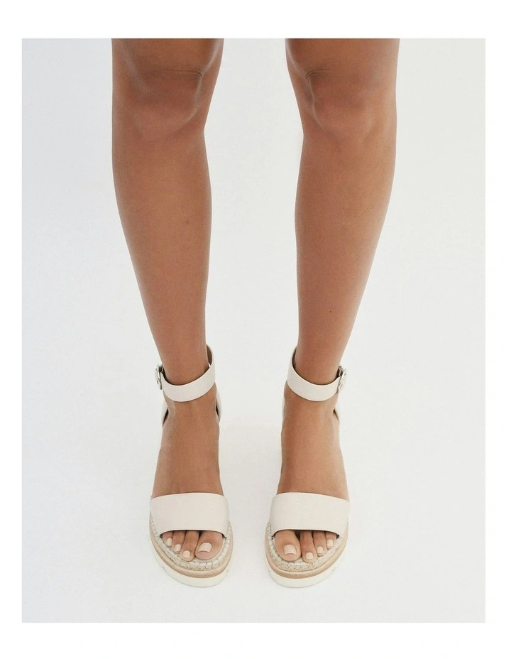 Kelly Mid Heel Leather Wedges in Bone image 7