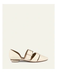 Carla Dress Leather Flats Shoe in White
