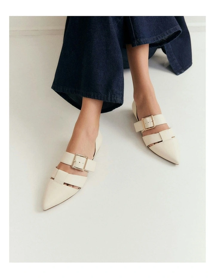 Carla Dress Leather Flats Shoe in White image 2