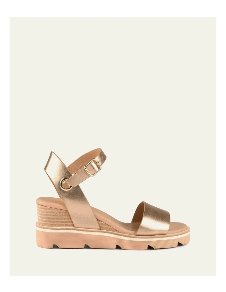 Katie Mid Heel Wedge Sandals in Gold image 1