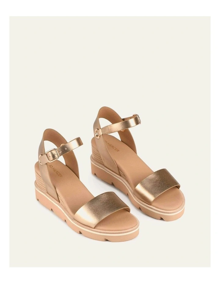Katie Mid Heel Wedge Sandals in Gold image 3