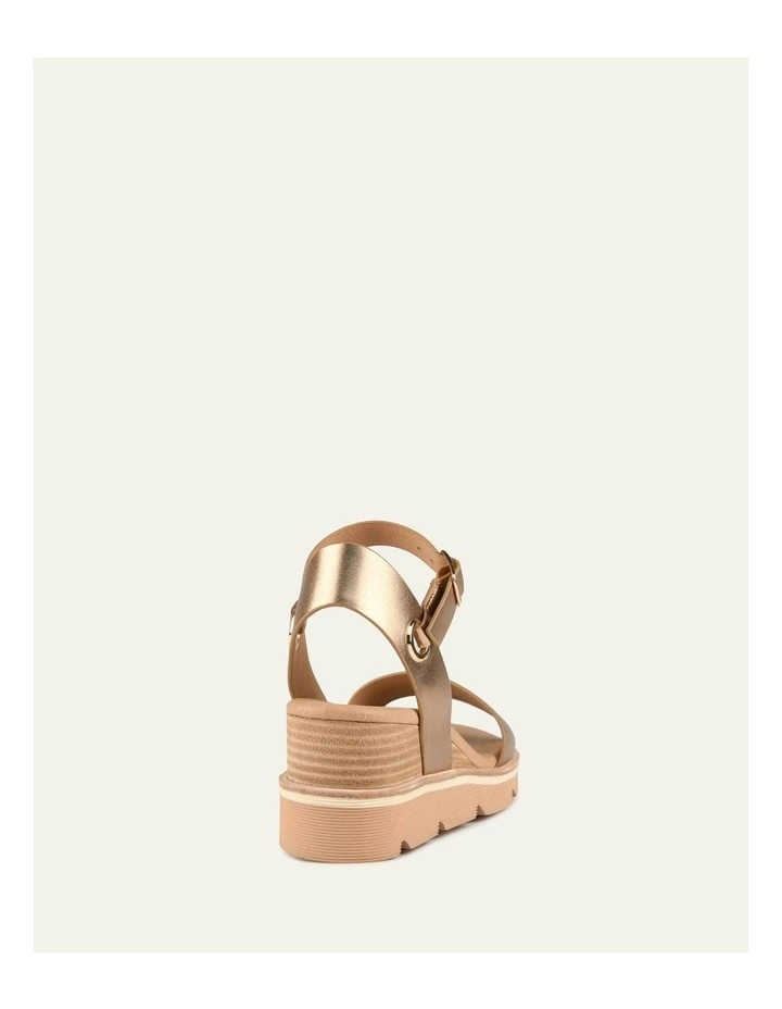Katie Mid Heel Wedge Sandals in Gold image 5