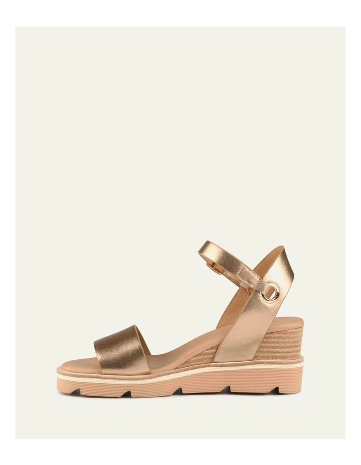 Katie Mid Heel Wedge Sandals in Gold image 6