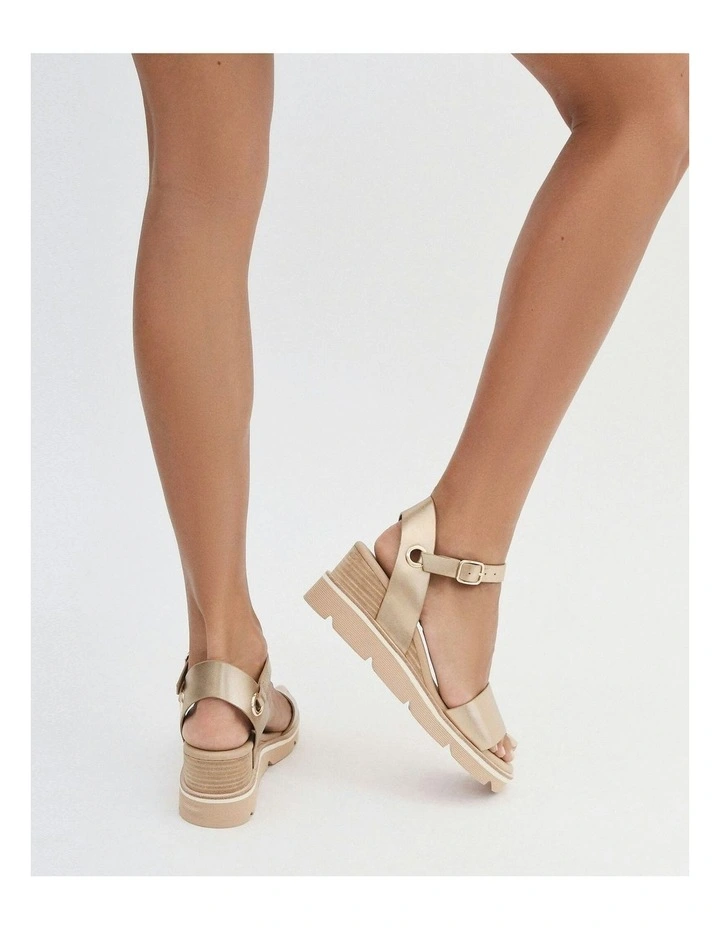 Katie Mid Heel Wedge Sandals in Gold image 7