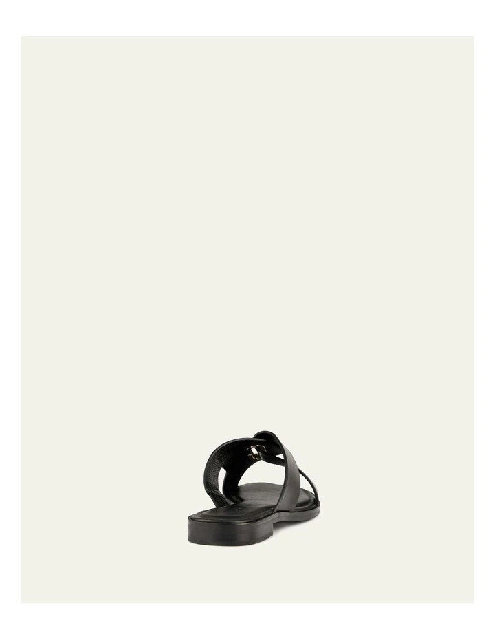 Piper Flat Slides Leather Sandals in Black image 5