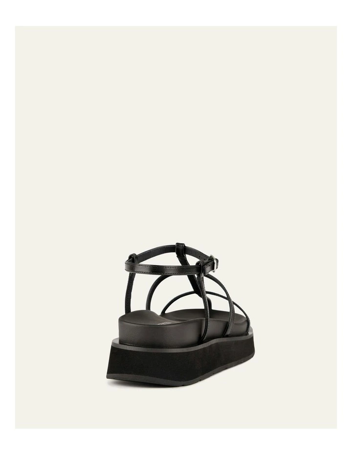 Mina Flat Leather Sandals in Black image 5