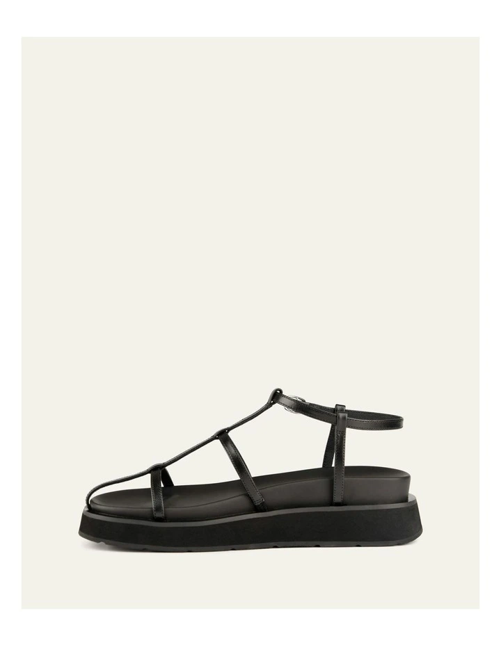 Mina Flat Leather Sandals in Black image 6