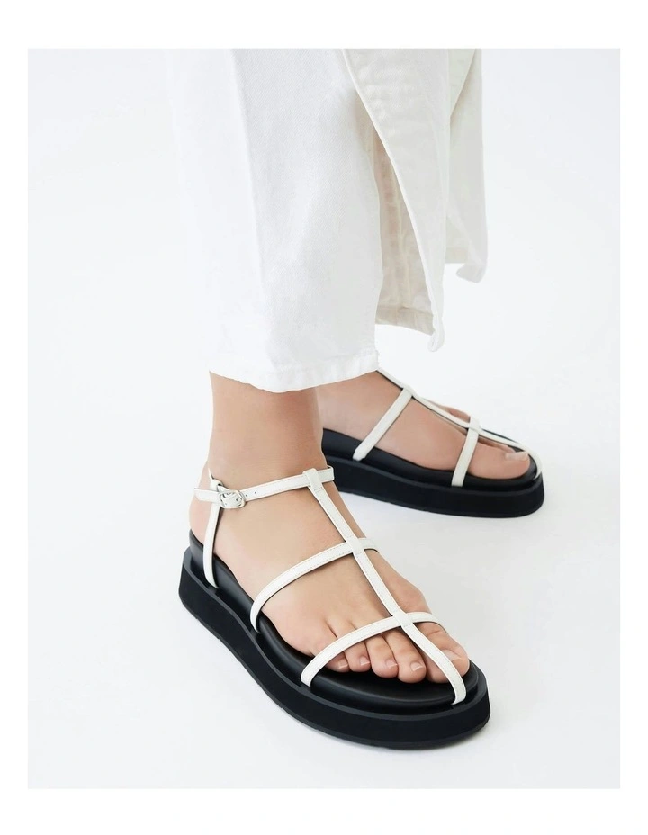 Mina Flat Sandals in White image 7