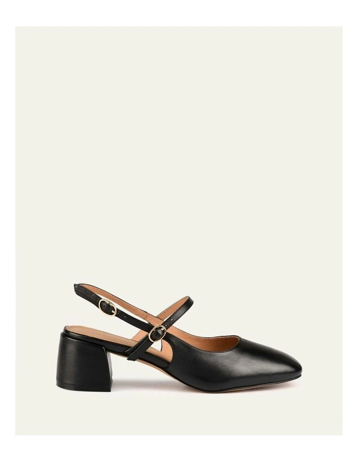 Leather Jenna Low Heels in Black image 1