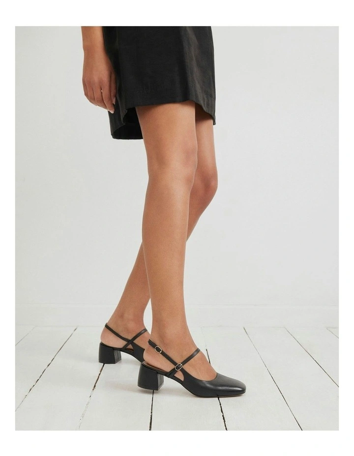 Leather Jenna Low Heels in Black image 2