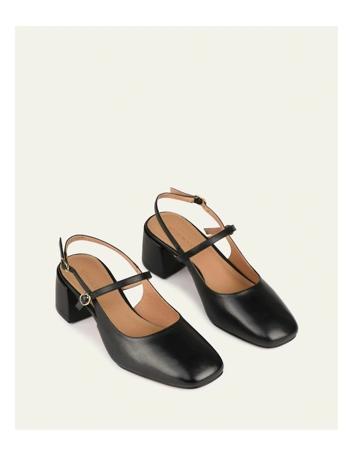 Leather Jenna Low Heels in Black image 3