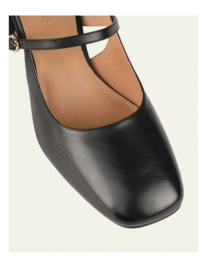 Leather Jenna Low Heels in Black image 4