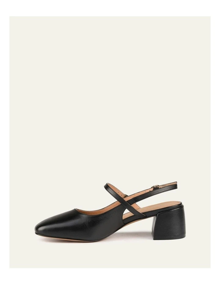 Leather Jenna Low Heels in Black image 6