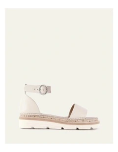 Leather Ivy Flat Sandals in Off White