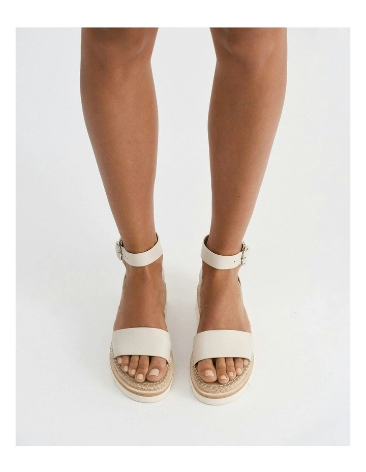 Leather Ivy Flat Sandals in Off White image 7