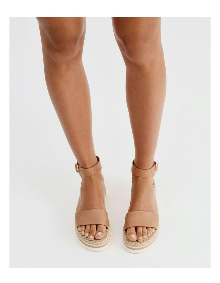 Leather Ivy Flat Sandals in Tan image 2