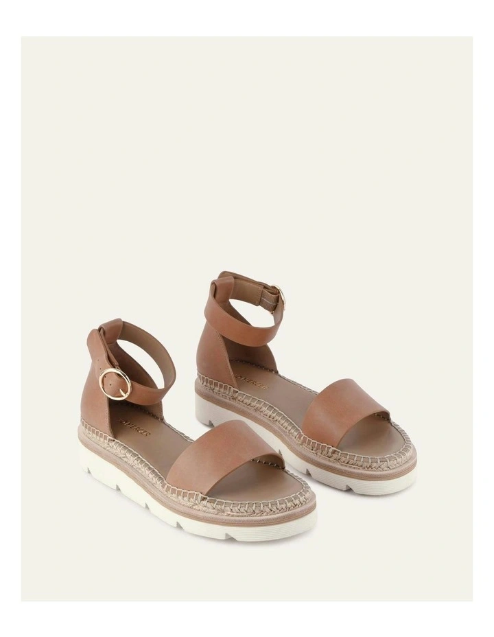 Leather Ivy Flat Sandals in Tan image 3