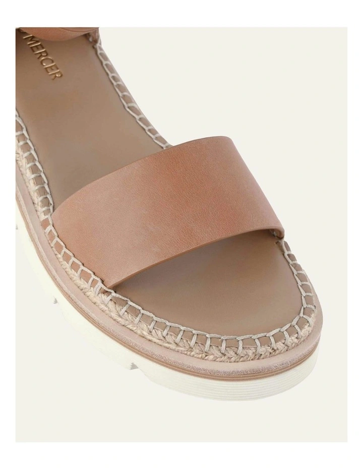 Leather Ivy Flat Sandals in Tan image 4