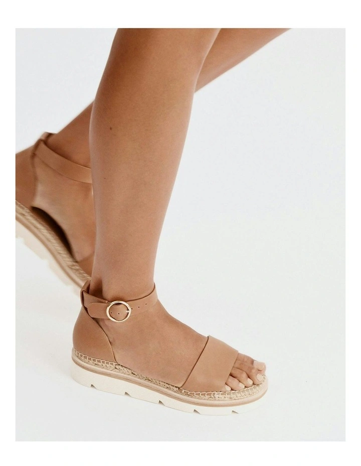 Leather Ivy Flat Sandals in Tan image 7