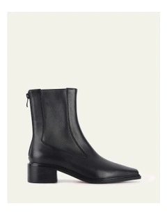 Olympia Flat Ankle Leather Boots in Black