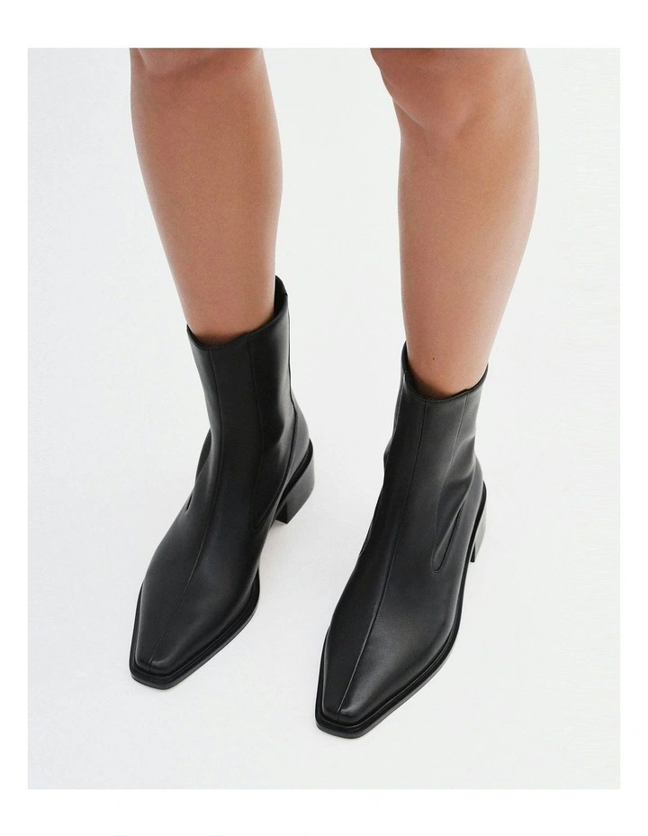 Olympia Flat Ankle Leather Boots in Black image 2