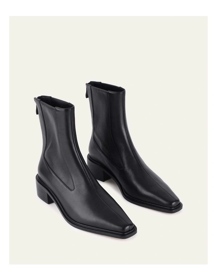 Olympia Flat Ankle Leather Boots in Black image 3