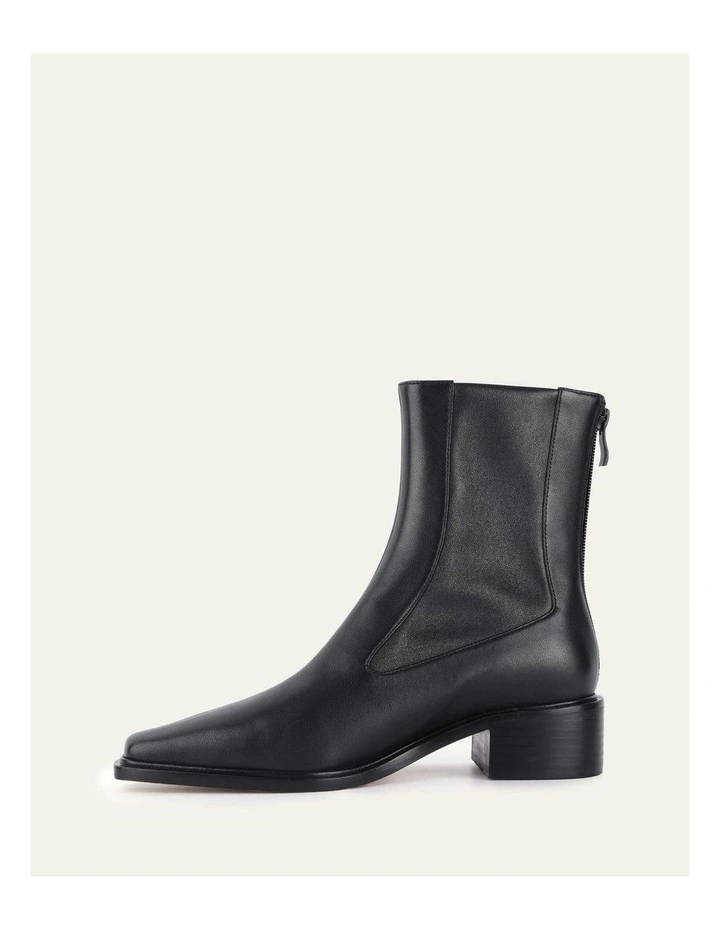 Olympia Flat Ankle Leather Boots in Black image 6
