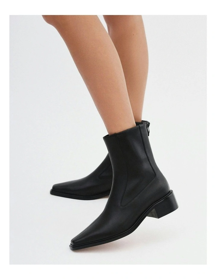 Olympia Flat Ankle Leather Boots in Black image 7