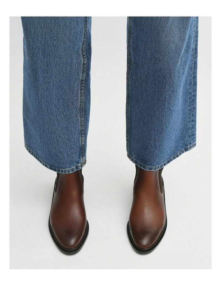 Melrose Flat Ankle Boots in Chestnut image 2