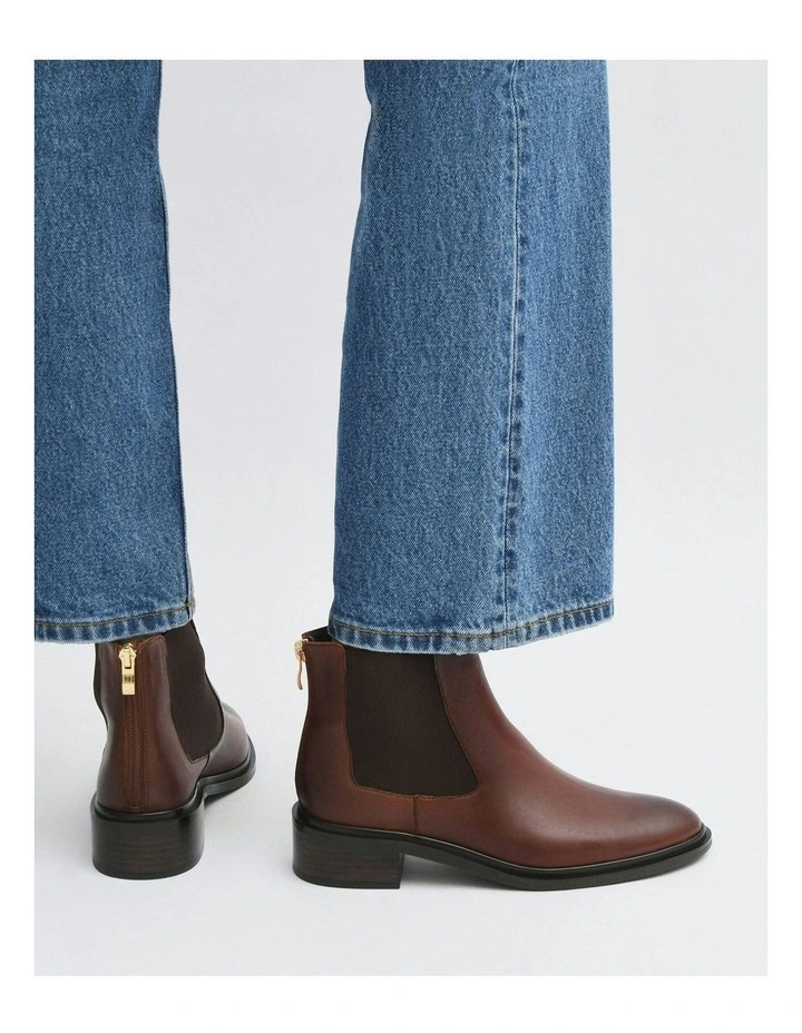 Melrose Flat Ankle Boots in Chestnut image 7