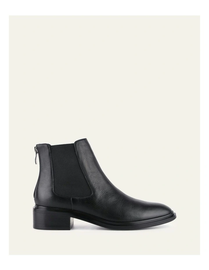 Melrose Flat Ankle Leather Boots in Black image 1