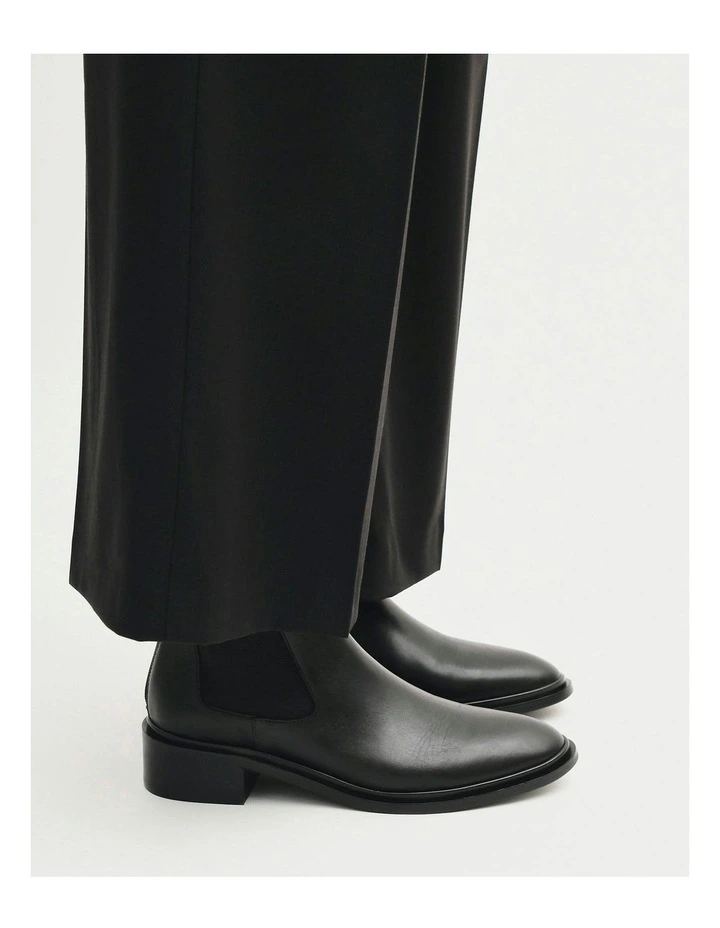 Melrose Flat Ankle Leather Boots in Black image 2