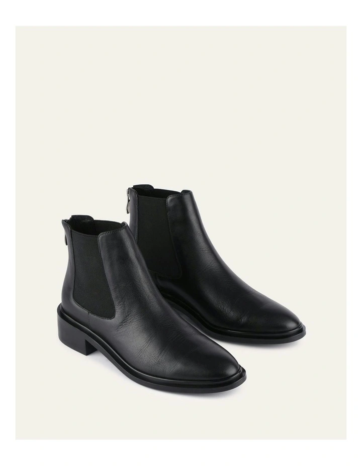 Melrose Flat Ankle Leather Boots in Black image 3