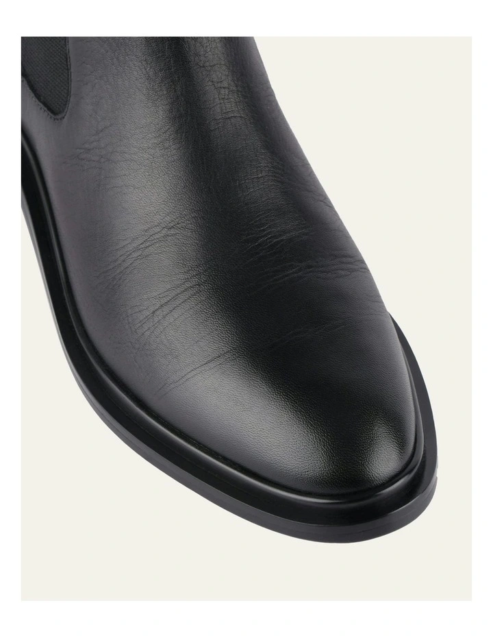 Melrose Flat Ankle Leather Boots in Black image 4