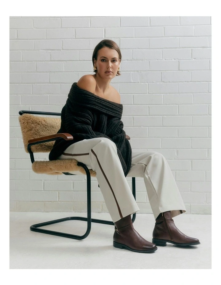 Gilbert Flat Ankle Leather Boots in Chestnut image 7