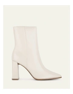 Tatiana High Ankle Leather Boots in Off White