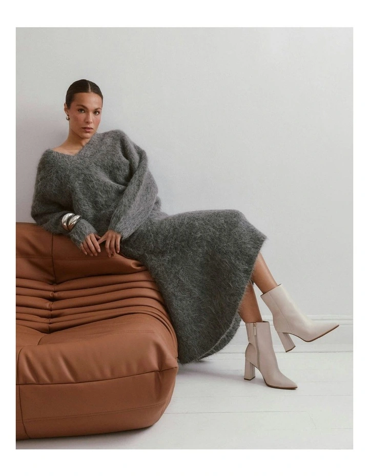 Tatiana High Ankle Leather Boots in Off White image 7